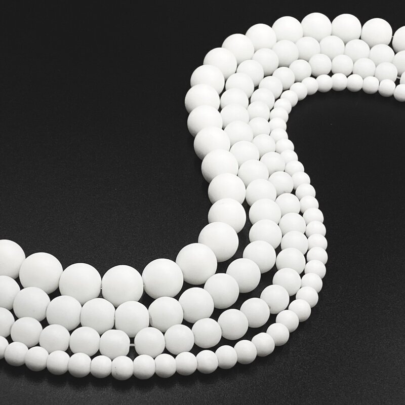 8mm, baltas matinis akmuo, sintetinis, 40cm juosta 8mm, baltas matinis akmuo, sintetinis, 40cm juosta