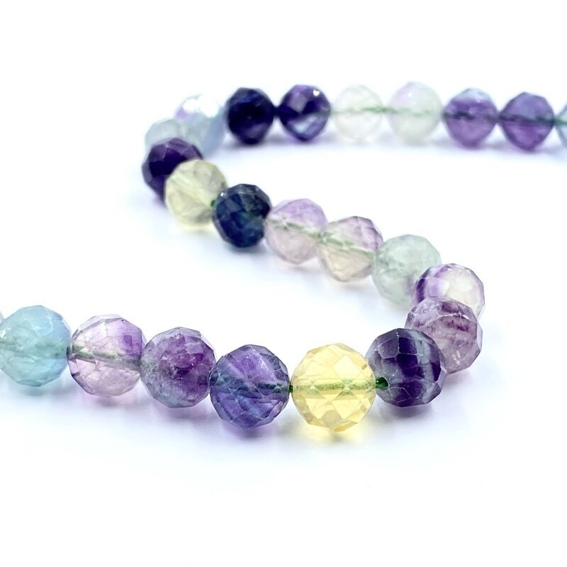 8mm facetuotas fluoritas, 40cm juosta