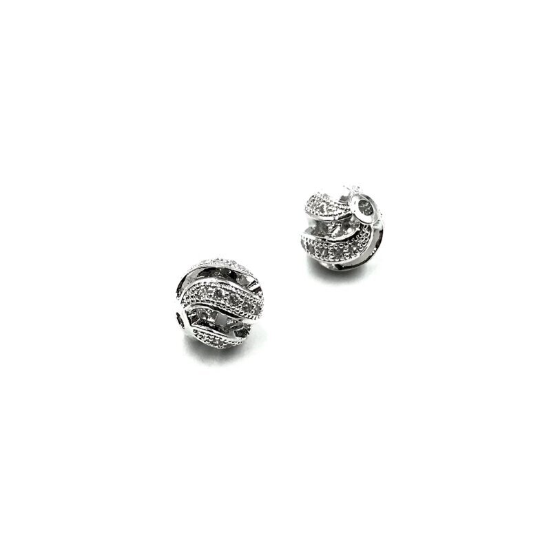 8mm sidabro sp. nerūdijančio plieno intarpas su cirkoniais, 1vnt.