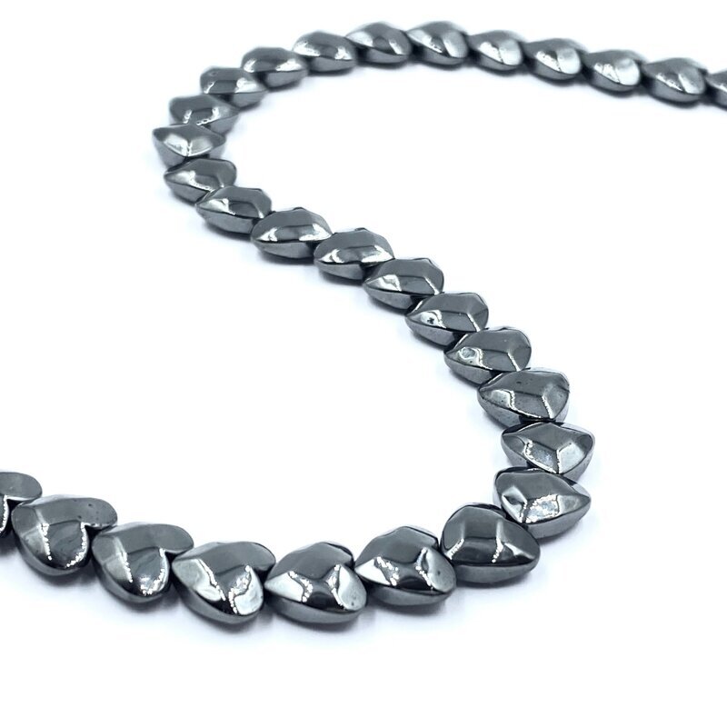8mm širdies formos hematitas, 40cm juosta