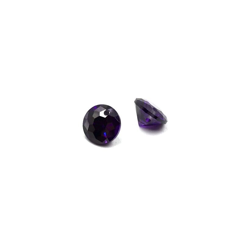 8mm violetinės sp. apvalūs cirkoniai, 2vnt.