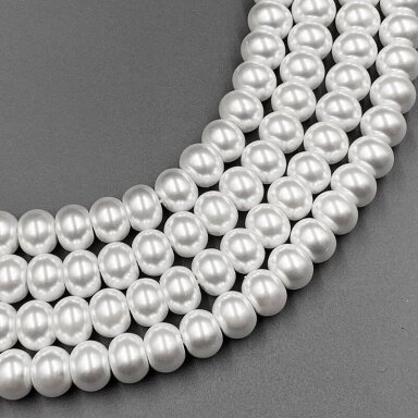 8x10mm baltos sp. perlų masės karoliukai, 40cm juosta 8x10mm baltos sp. perlų masės karoliukai, 40cm juosta