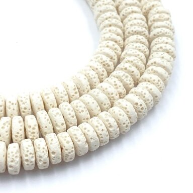 8x3mm kreminės sp. disko formos lava, 20cm juosta