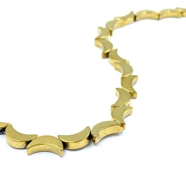 8x5mm 14k aukso sp. mėnulio formos hematitas, 40cm juosta
