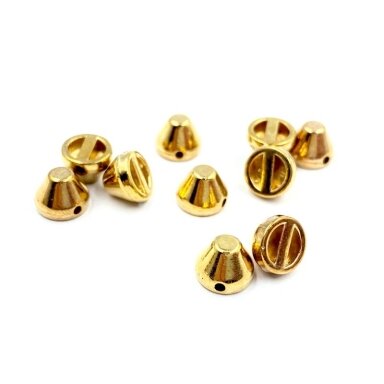 8x6mm aukso sp. prisiuvamos plastiko kniedės, 10g (apie 50vnt.)