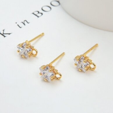 8x6mm 14k aukso sp. nerūdijančio plieno auskarų įvėrimai žvaigždutės, 2vnt. 8x6mm 14k aukso sp. nerūdijančio plieno auskarų įvėrimai žvaigždutės, 2vnt.