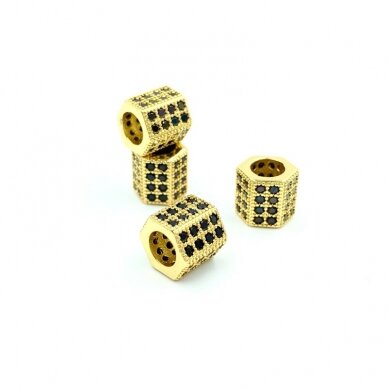 8x8mm aukso sp. nerūdijančio plieno intarpas su cirkoniais, 1vnt. 8x8mm aukso sp. nerūdijančio plieno intarpas su cirkoniais, 1vnt.