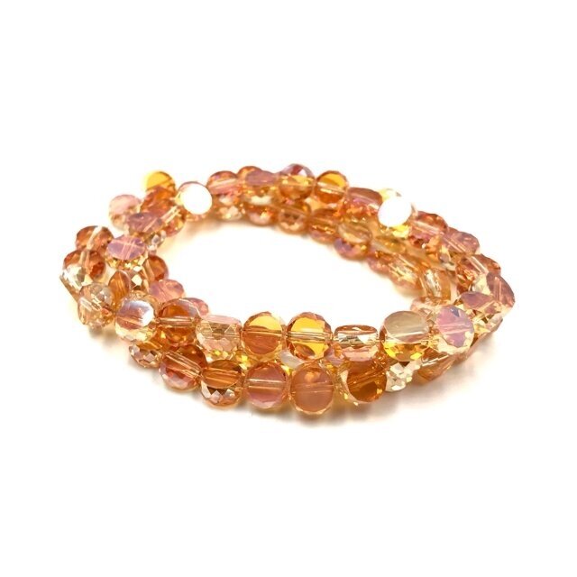 8x4mm skaidrūs oranžinės AB sp. disko formos karoliukai, 51cm
