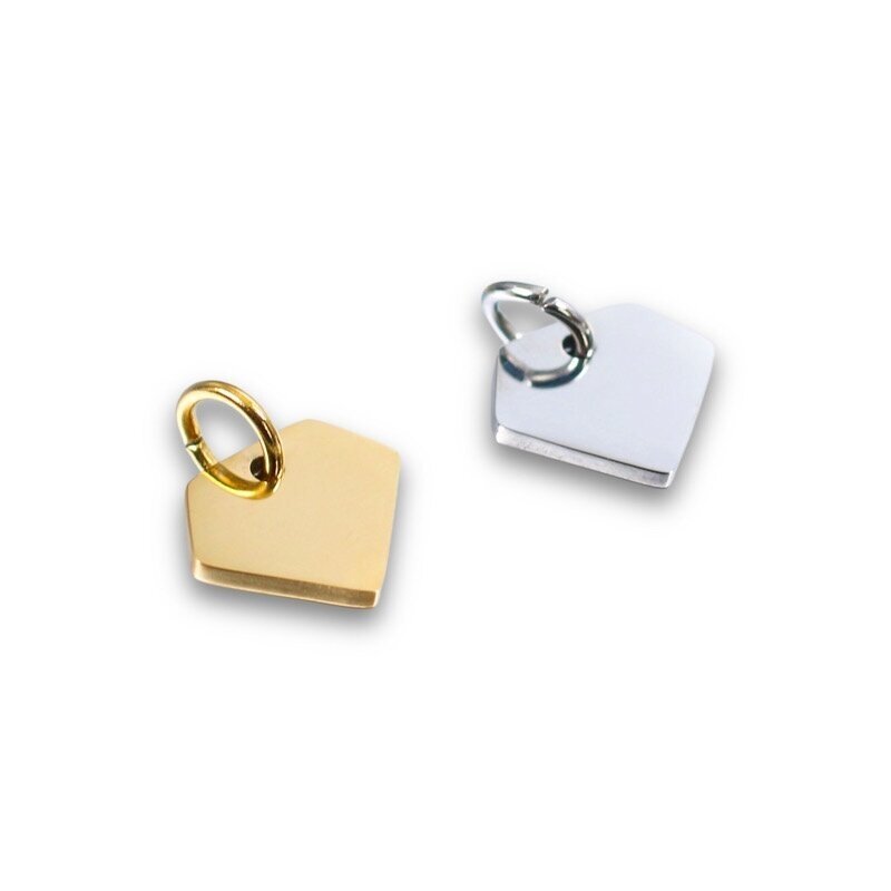 8x10mm nikelio sp. nerūdijančio plieno pakabukas, deimanto forma, 1vnt.
