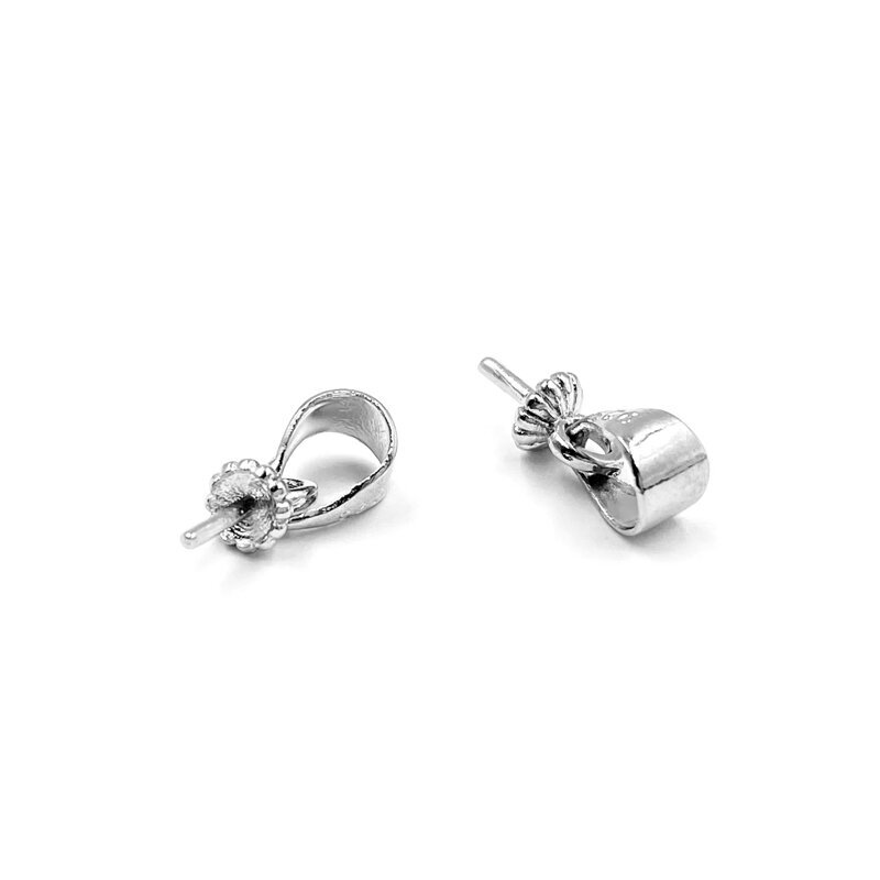 8x4mm platinos sp. nerūdijančio plieno įklijuojamas pakabukų laikiklis, 2vnt.