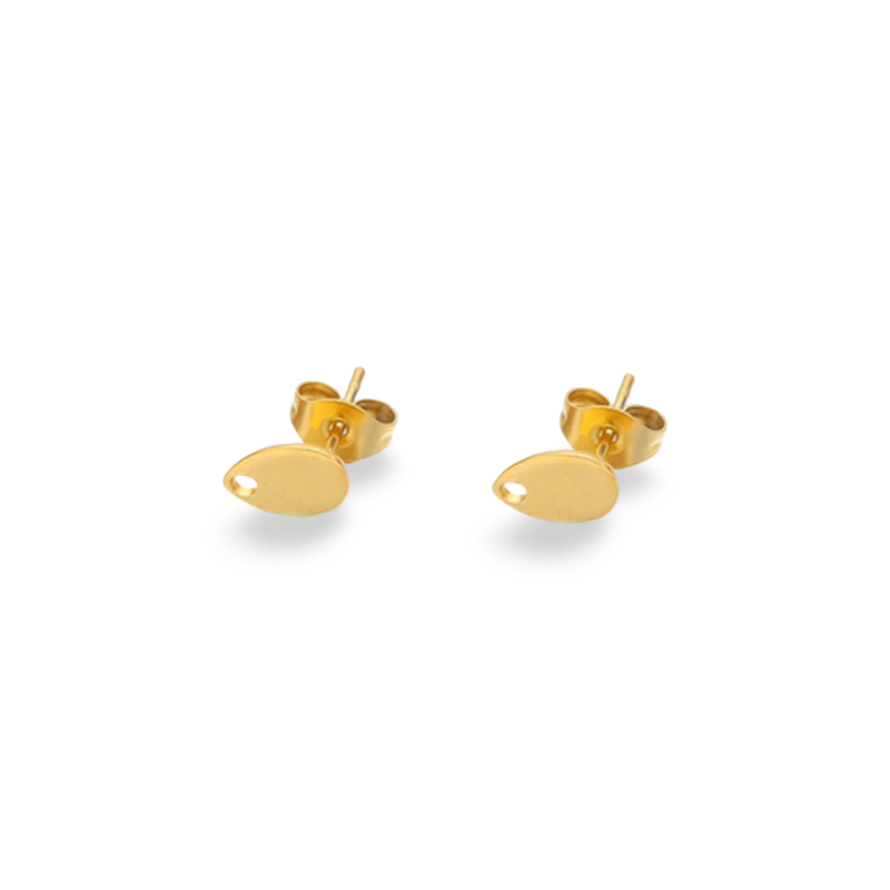8x5mm 14k aukso sp. nerūdijančio plieno auskarų įvėrimai, 2vnt.