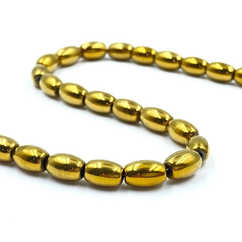 8x5mm 18k aukso sp. hematitas, 40cm juosta 8x5mm 18k aukso sp. hematitas, 40cm juosta