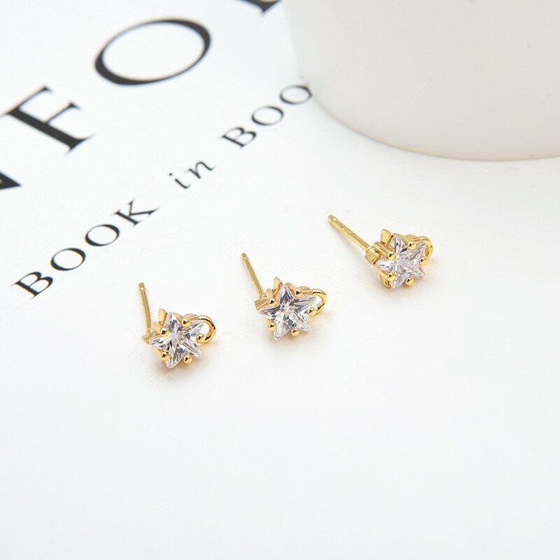 8x6mm 14k aukso sp. nerūdijančio plieno auskarų įvėrimai žvaigždutės, 2vnt. 1 8x6mm 14k aukso sp. nerūdijančio plieno auskarų įvėrimai žvaigždutės, 2vnt. 1