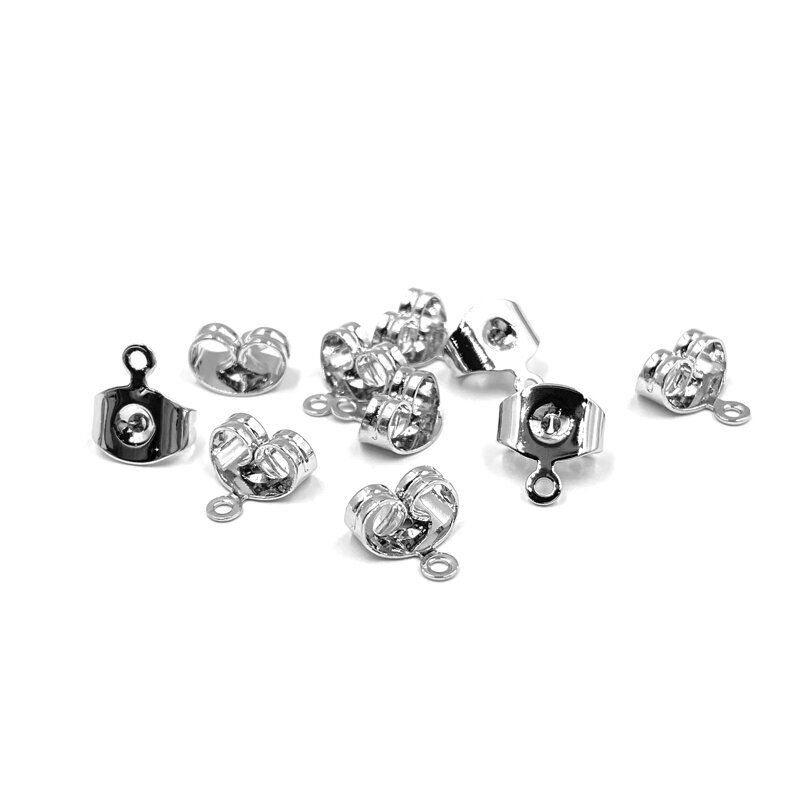 8x7mm platinos sp. nerūdijančio plieno auskarų fiksatoriai, 10vnt.