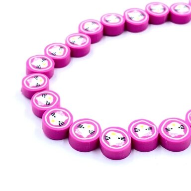 ±9-10mm polimerinio molio karoliukai gėlytės, ±37cm juosta