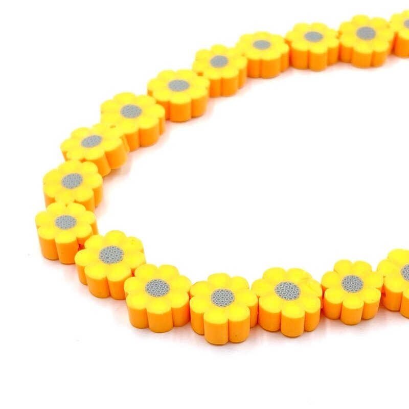 ±9-11mm polimerinio molio karoliukai gėlytės, ±38cm juosta