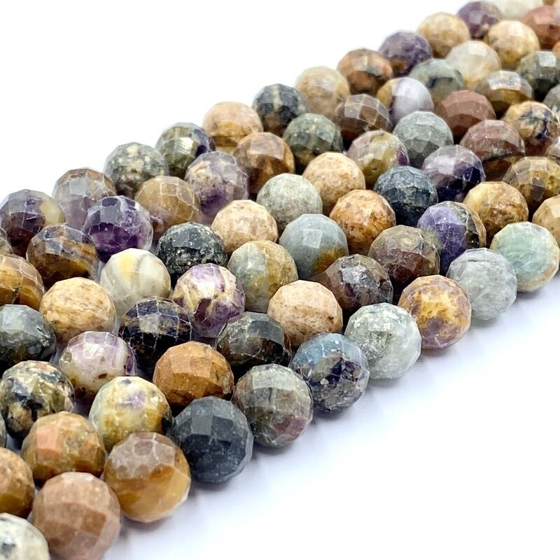 9mm facetuotas fluoritas, 40cm juosta