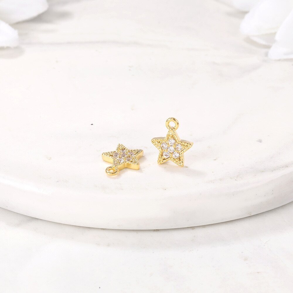 10x8mm 14k aukso sp. nerūdijančio plieno pakabukas žvaigždė, 1vnt.