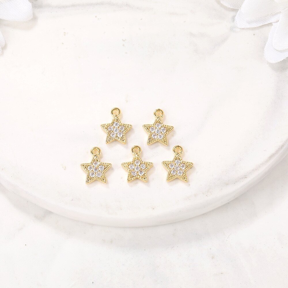 10x8mm 14k aukso sp. nerūdijančio plieno pakabukas žvaigždė, 1vnt. 1
