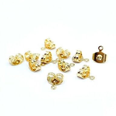 9x7mm 14k aukso sp. nerūdijančio plieno auskarų fiksatoriai, 100vnt. 9x7mm 14k aukso sp. nerūdijančio plieno auskarų fiksatoriai, 100vnt.