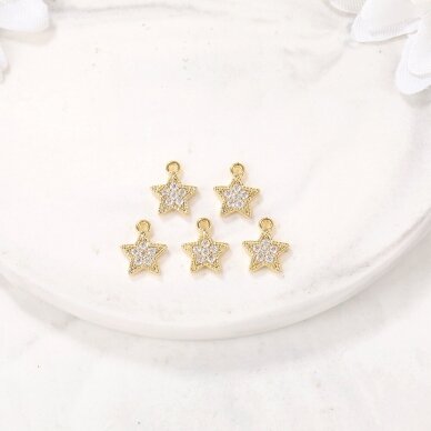 10x8mm 14k aukso sp. nerūdijančio plieno pakabukas žvaigždė, 1vnt. 1
