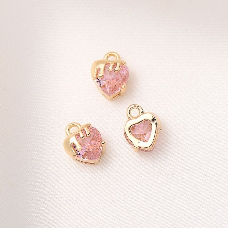 9x7mm 14k aukso sp. nerūdijančio plieno pakabukas širdis, 1vnt.