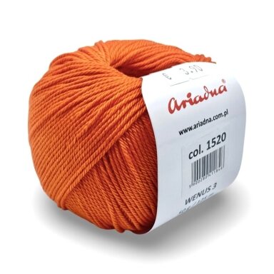 Ariadna Wenus 3 siūlai, oranžinės sp. 50g Ariadna Wenus 3 siūlai, oranžinės sp. 50g