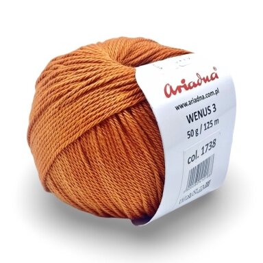 Ariadna Wenus 3 siūlai, oranžinės sp. 50g Ariadna Wenus 3 siūlai, oranžinės sp. 50g