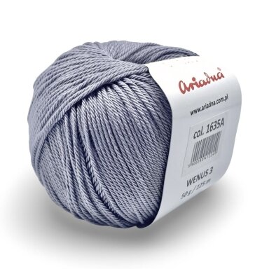 Ariadna Wenus 3 siūlai, pilkos sp. 50g Ariadna Wenus 3 siūlai, pilkos sp. 50g