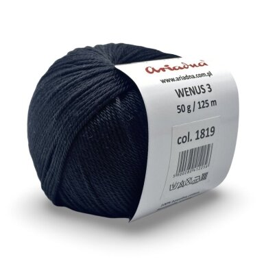 Ariadna Wenus 3 siūlai, juodos sp. 50g Ariadna Wenus 3 siūlai, juodos sp. 50g