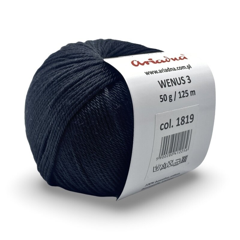 Ariadna Wenus 3 siūlai, juodos sp. 50g Ariadna Wenus 3 siūlai, juodos sp. 50g