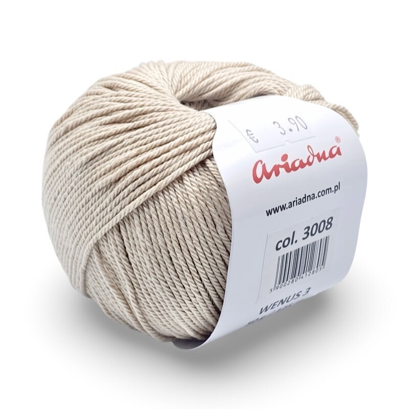Ariadna Wenus 3 siūlai, kreminės sp. 50g
