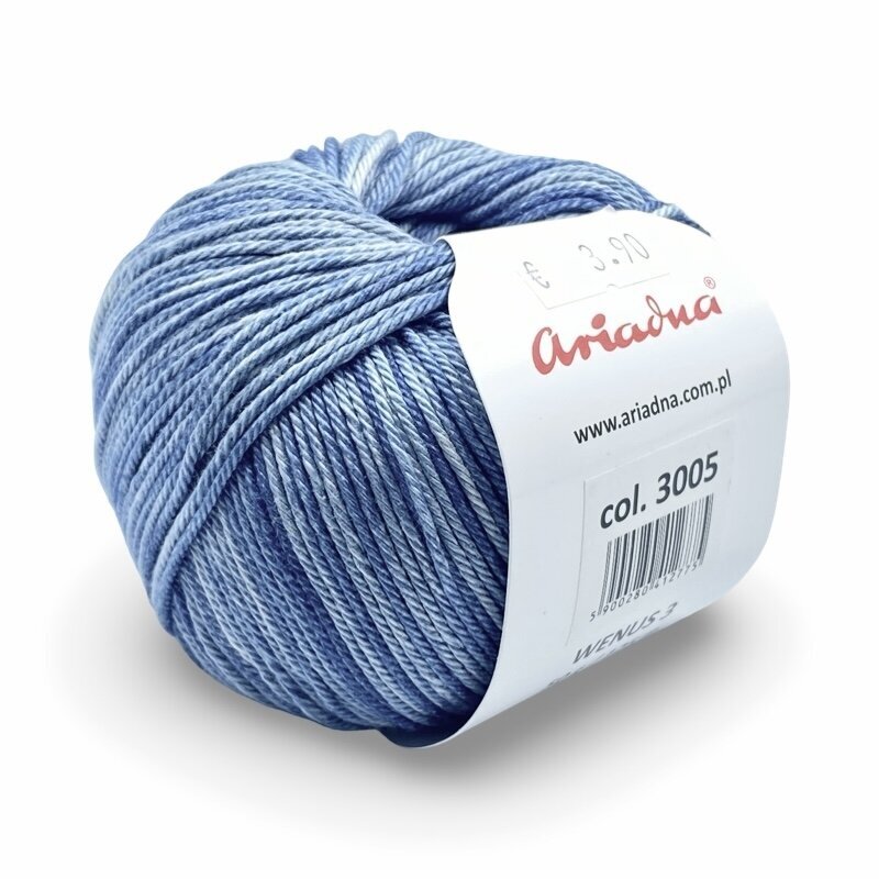Ariadna Wenus 3 siūlai, mėlynos sp. 50g Ariadna Wenus 3 siūlai, mėlynos sp. 50g