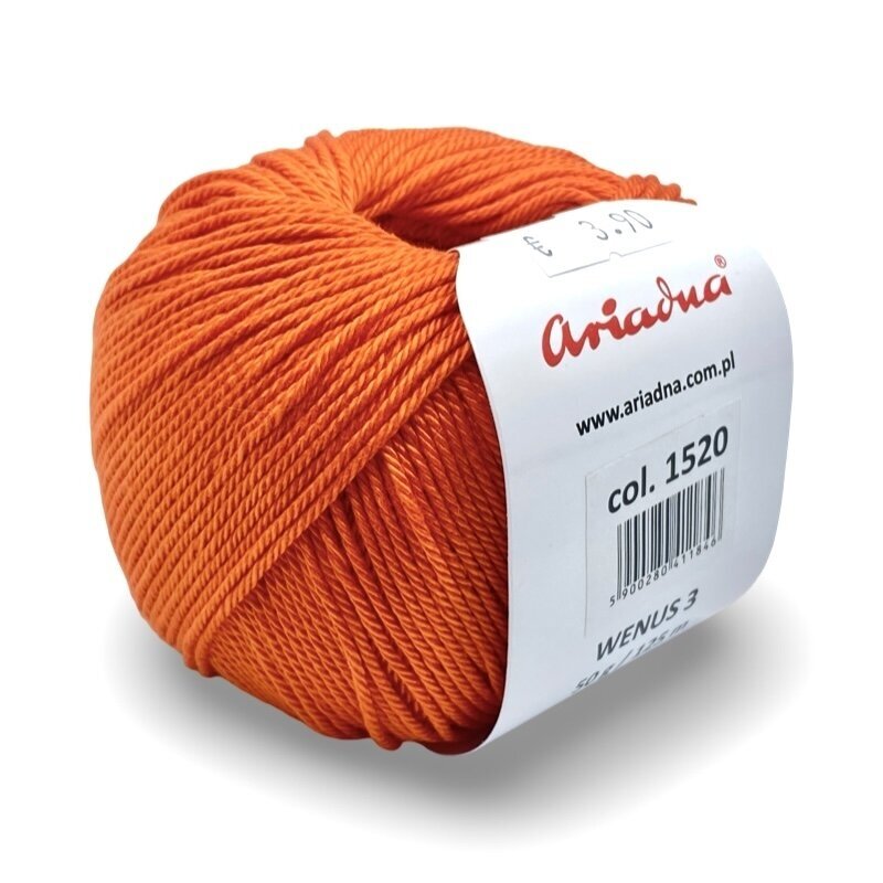 Ariadna Wenus 3 siūlai, oranžinės sp. 50g Ariadna Wenus 3 siūlai, oranžinės sp. 50g