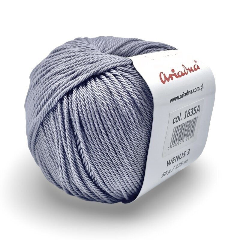 Ariadna Wenus 3 siūlai, pilkos sp. 50g Ariadna Wenus 3 siūlai, pilkos sp. 50g