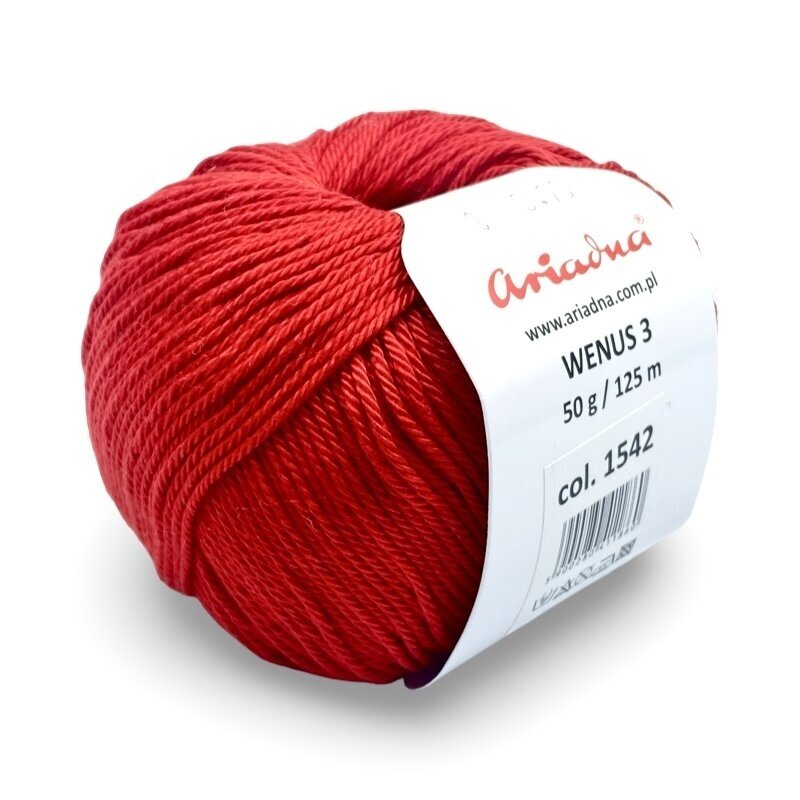 Ariadna Wenus 3 siūlai, raudonos sp. 50g