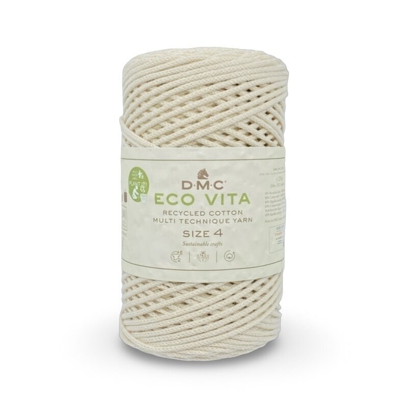 DMC Eco Vita kreminės sp. macrame virvė, ±200m DMC Eco Vita kreminės sp. macrame virvė, ±200m