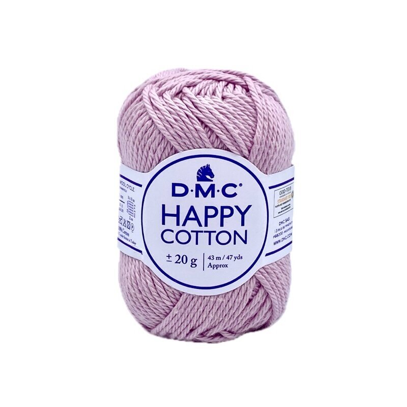 DMC Happy Cotton siūlai, pelenų rožinės sp. ±20g DMC Happy Cotton siūlai, pelenų rožinės sp. ±20g