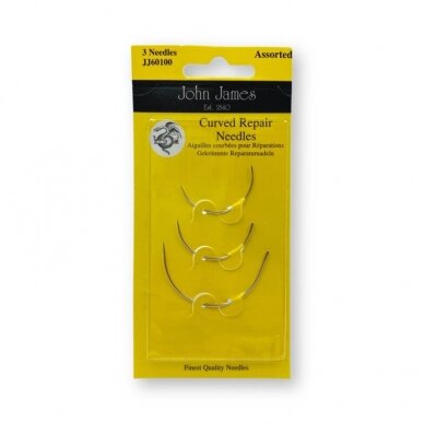 John James Curved Repair Needles adatos siuvimui, 3vnt. John James Curved Repair Needles adatos siuvimui, 3vnt.