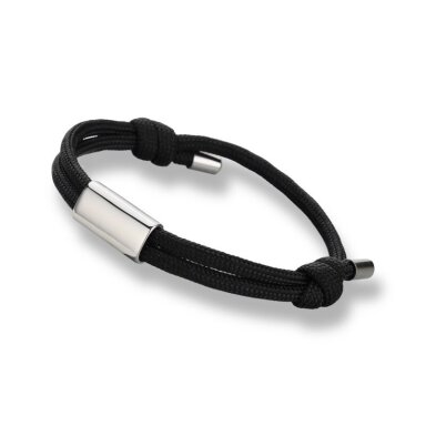 Juodos sp. paracord apyrankė su nikelio sp. nerūdijančio plieno detale, 1vnt. Juodos sp. paracord apyrankė su nikelio sp. nerūdijančio plieno detale, 1vnt.