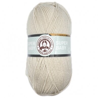 Madame Tricote Paris Super Baby siūlai, kreminės sp. 100g Madame Tricote Paris Super Baby siūlai, kreminės sp. 100g