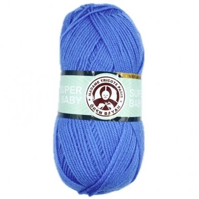 Madame Tricote Paris Super Baby siūlai, žydros sp. 100g Madame Tricote Paris Super Baby siūlai, žydros sp. 100g
