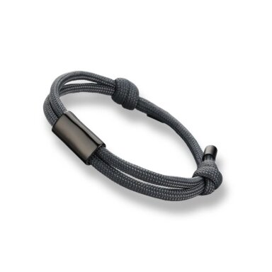 Pilkos sp. paracord apyrankė su juodos sp. nerūdijančio plieno detale, 1vnt. Pilkos sp. paracord apyrankė su juodos sp. nerūdijančio plieno detale, 1vnt.