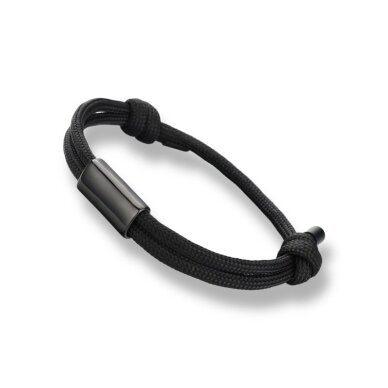 Juodos sp. paracord apyrankė su juodos sp. nerūdijančio plieno detale, 1vnt. Juodos sp. paracord apyrankė su juodos sp. nerūdijančio plieno detale, 1vnt.