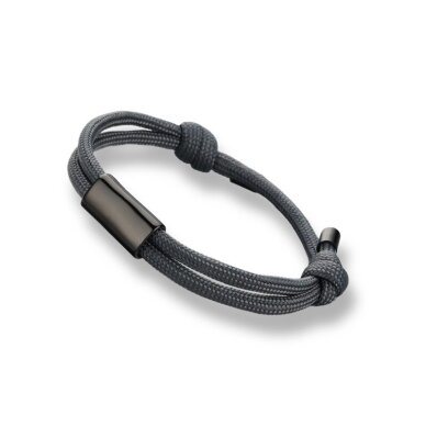 Pilkos sp. paracord apyrankė su juodos sp. nerūdijančio plieno detale, 1vnt. Pilkos sp. paracord apyrankė su juodos sp. nerūdijančio plieno detale, 1vnt.