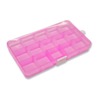 Plastikinė dėžutė, rožinės sp. 15 skyrių, 1vnt. Plastikinė dėžutė, rožinės sp. 15 skyrių, 1vnt.