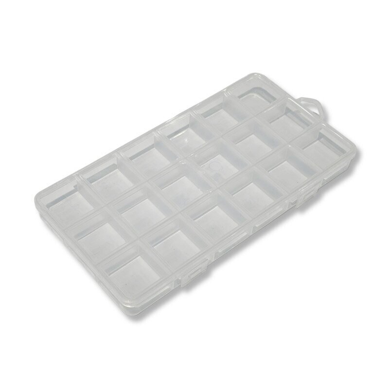 Plastikinė dėžutė, skaidrios sp. 18 skyrių, 1vnt.