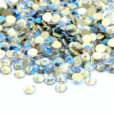 SS16 (3,8-4,0mm) melsvos sp. ne hotfix stiklo kristalai, ±720vnt.