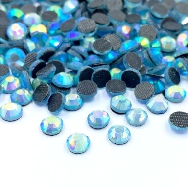 SS20 (4,6-4,8mm) žydros AB sp. hotfix stiklo kristalai, ±360vnt.