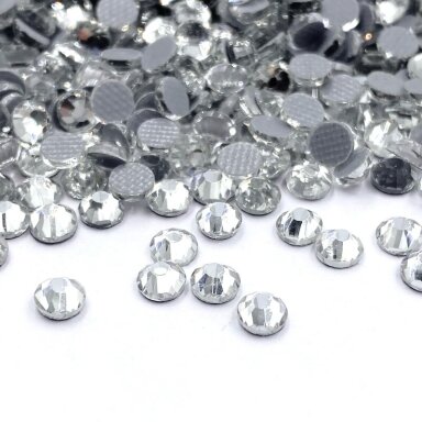 SS8 (2,4-2,5mm) skaidrios sp. hotfix stiklo kristalai, ±720vnt.